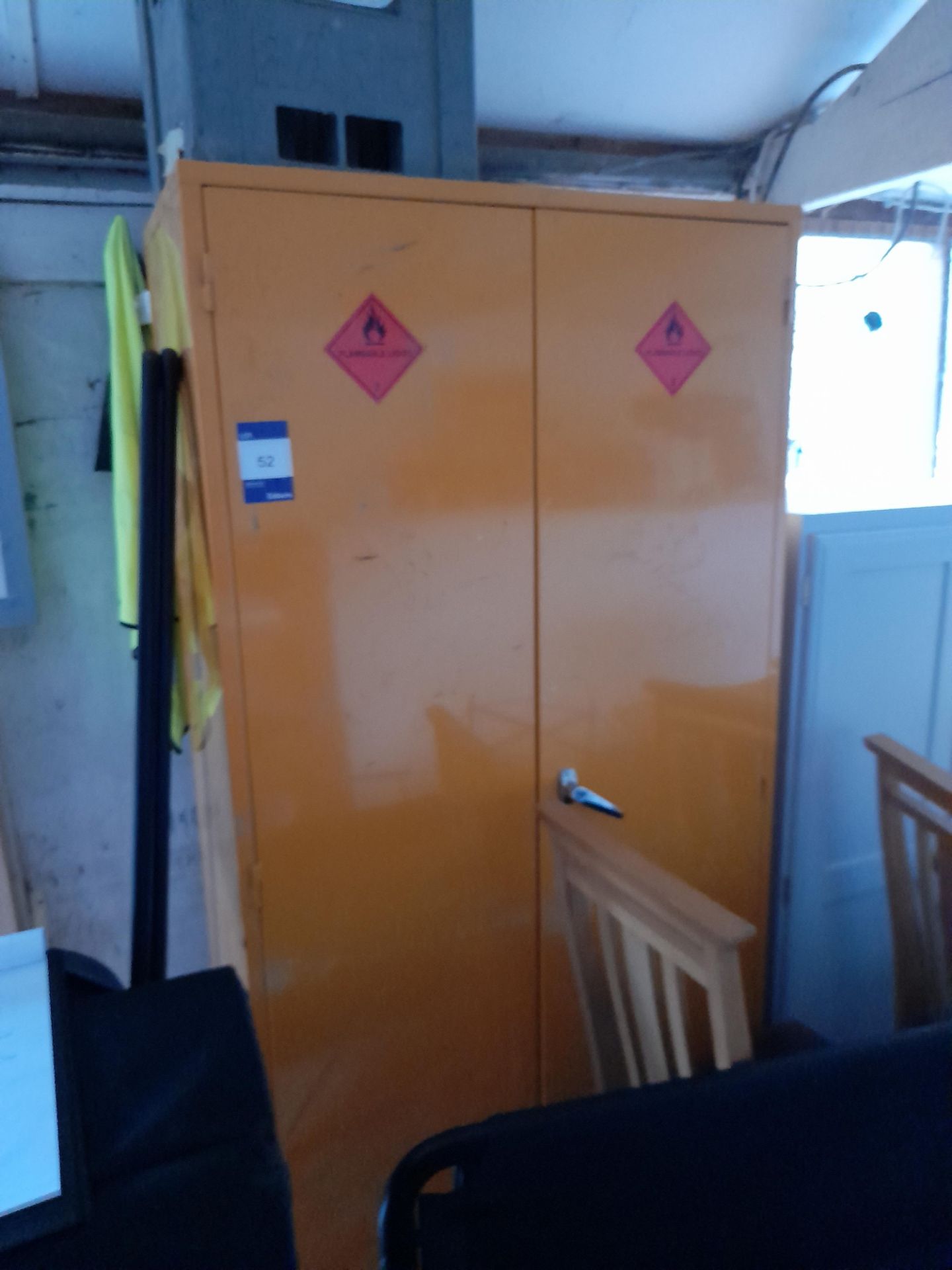 Double door steel 'Hazardous Substances' cabinet, with contents