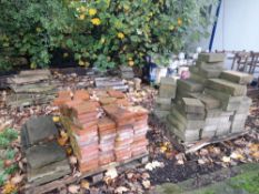 6 pallets of various stone, brick, curb, cobbles e