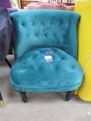 Emerald Green Suede Button Backed Chair.