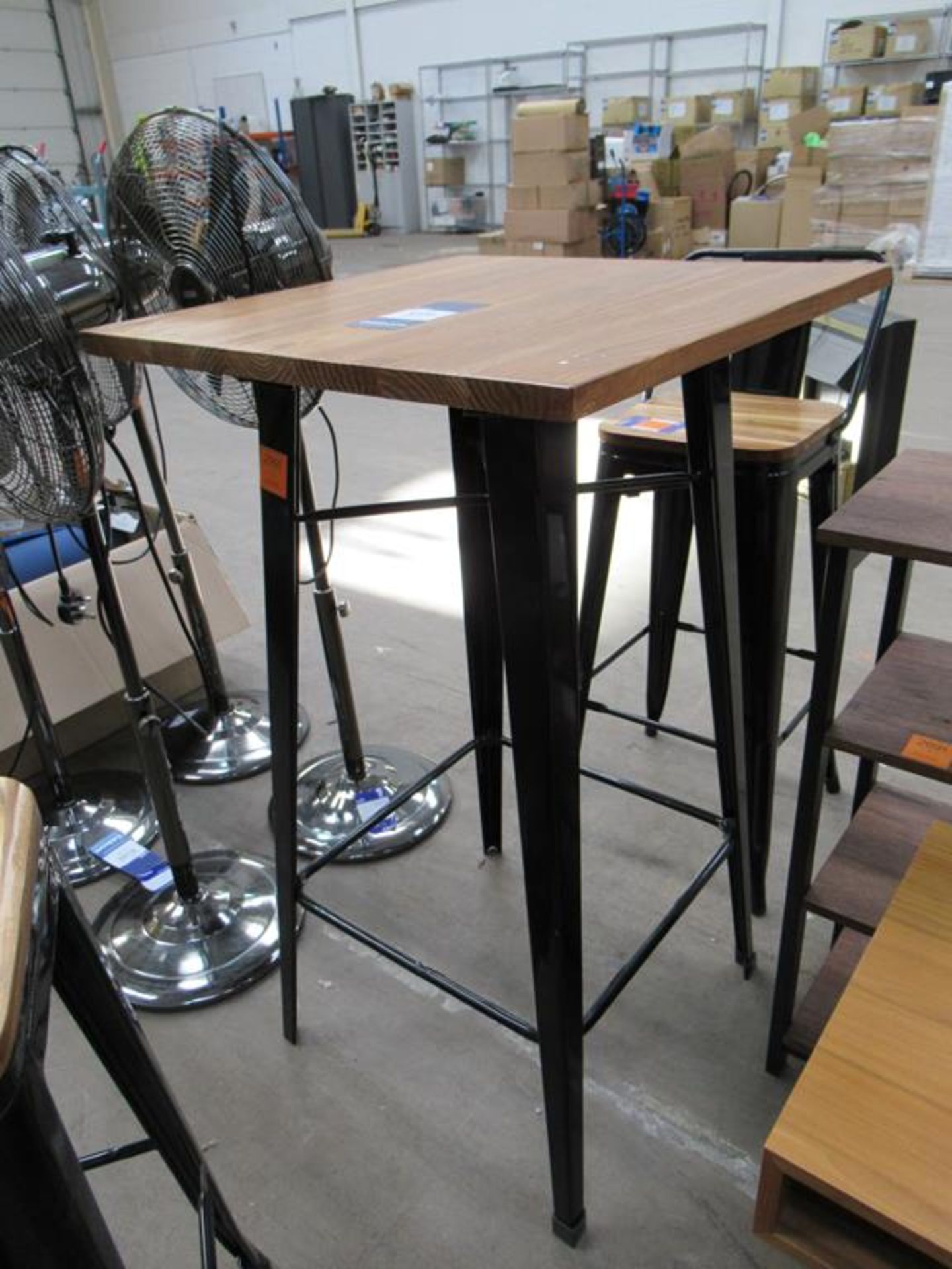 Wooden Topped, Black Painted, Metal Based Table and 2x Matching Highchairs. - Image 3 of 4