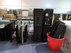 3x HP Prodesk Intel Pentium PC Towers and 1x HP HP-Pro Intel Pentium PC Tower, 4x Monitors complete