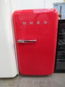 Red Smeg Undercounter Refrigerator Freezer.