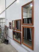 6x Various Pine Wall Hung Mirrors