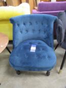 Navy Suede Button Backed Chair.