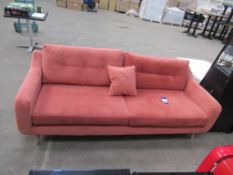 Terracotta Suede Button Backed Two-Seater Sofa.