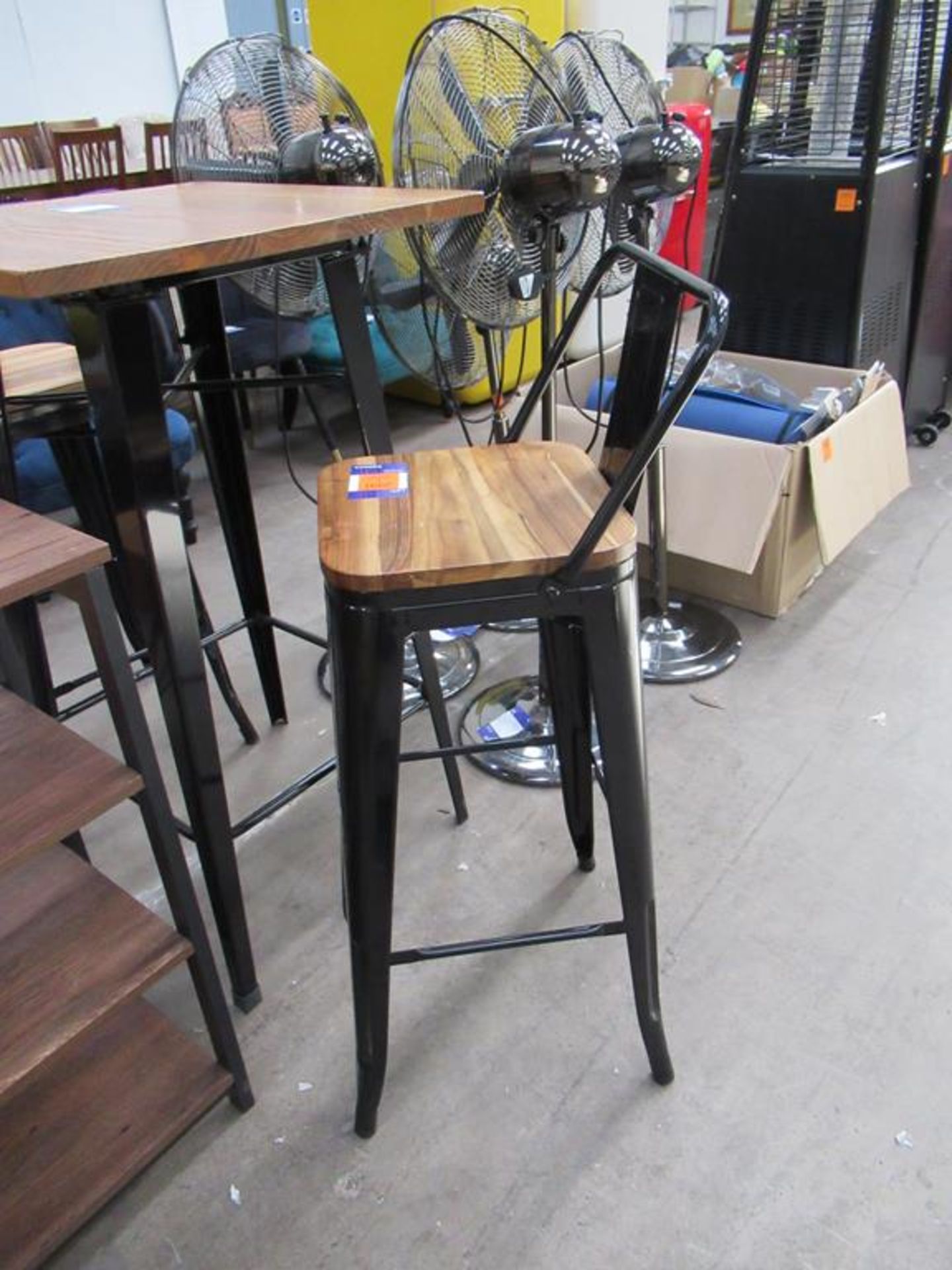 Wooden Topped, Black Painted, Metal Based Table and 2x Matching Highchairs. - Image 4 of 4
