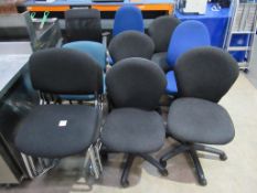 4x Matching Black and Chrome Chairs & 1 Other, and 7x Various Operators Chairs