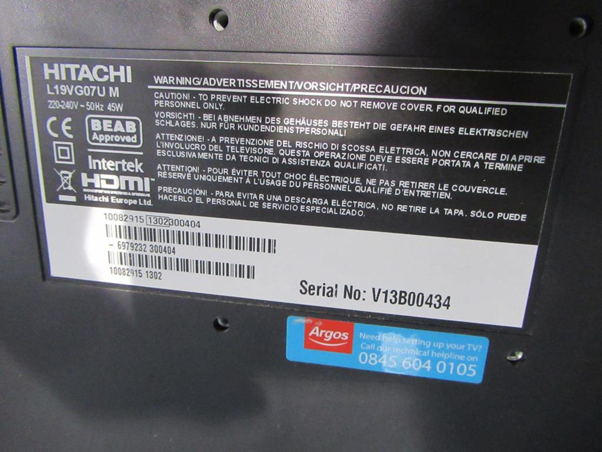 An Hitachi 19" L19VG07UM LED TV - Image 2 of 2