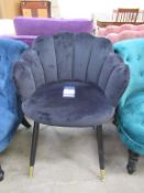 Black Suede Shell Shaped Chair.