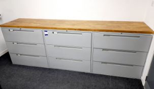 3 x Grey Steel Three Drawer Lateral Filing Cabinet