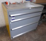 Grey Steel 4 Drawer Engineers Cabinet
