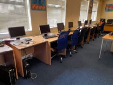 15 x single person desks with 11 x various swivel chairs (Excludes Personal Computers, Telephones