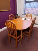 Contents to meeting room to include dining table, 4 x chairs and shelf unit (Excludes Telephone) (