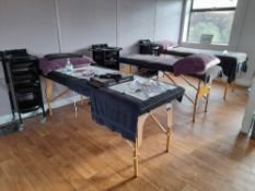 3 x massage imperial massage tables, each with accessories trolley (Located on second floor,