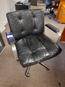 4 x Black leather meeting chairs (contents excluded)
