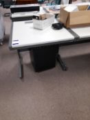 4 x Various size Project grey tables & 2 x mobile ped drawer units (contents excluded)