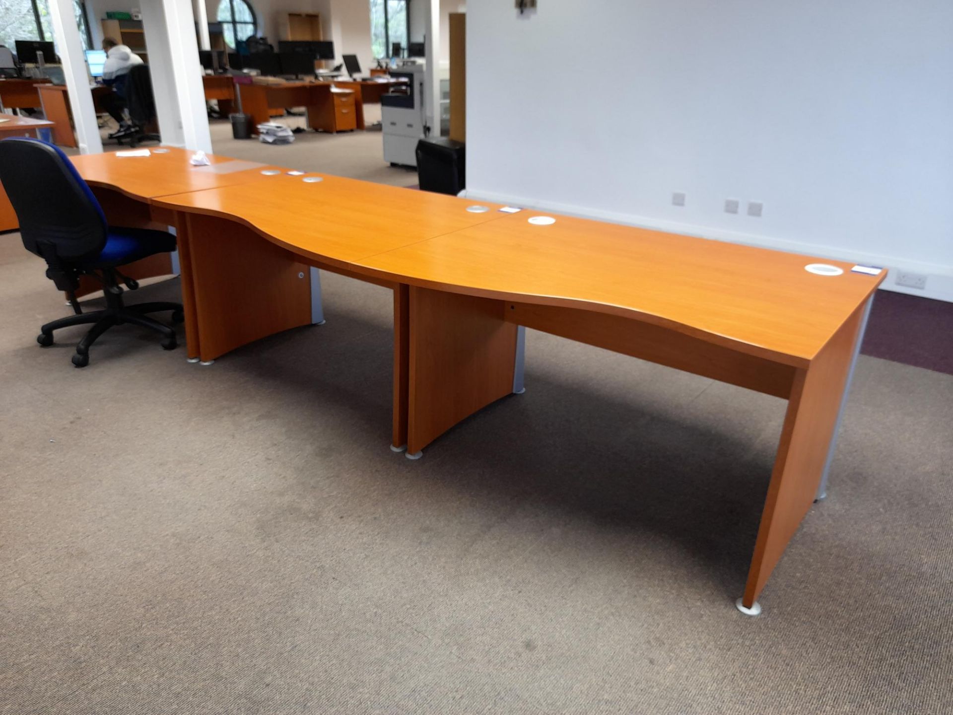 6 x Brown wave desks (contents excluded) - Image 2 of 5