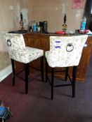 2 x Velvet upholstered bar stools