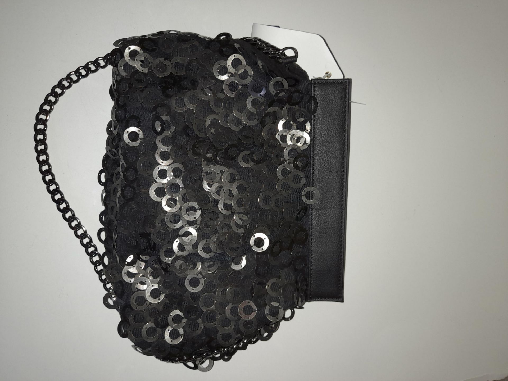 Maviya “Saturn” Evening Bag with Metal Chain Effect and Mesh Fabric, Vegan Italian Leather - Image 2 of 3