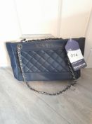 Maviya “Chicie” Blue Vegan Italian Leather Shoulder Bag with smooth finish and quilted effect,