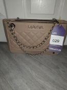 Maviya “Chicie” Cream Vegan Italian Leather Shoulder Bag with smooth finish and quilted effect, faux