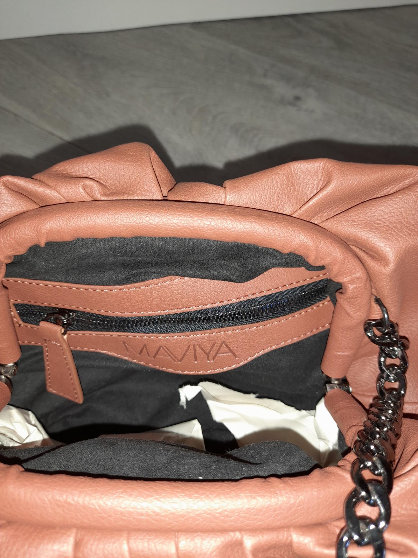 Maviya “Harmony Mini” Brown Small Slouchy Bag for Shoulder or Cross Body Wear with Faux Suede Lining - Image 3 of 3