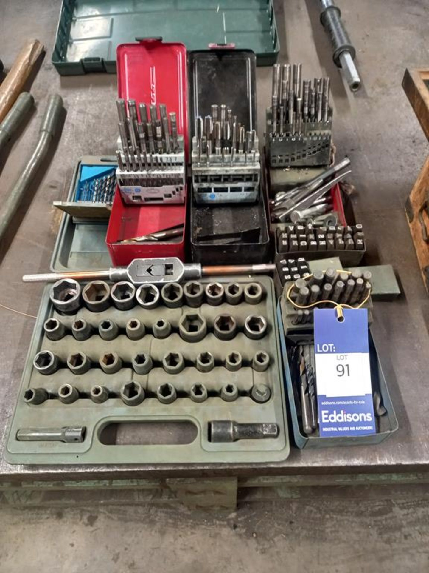 Qty of Drill Bits, Reamers Sockets, Letter & Number Punches etc.