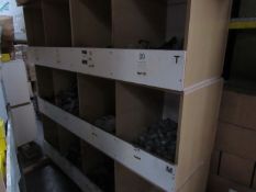 Contents to timber storage rack including assorted pipe fittings and gutter supports Location-