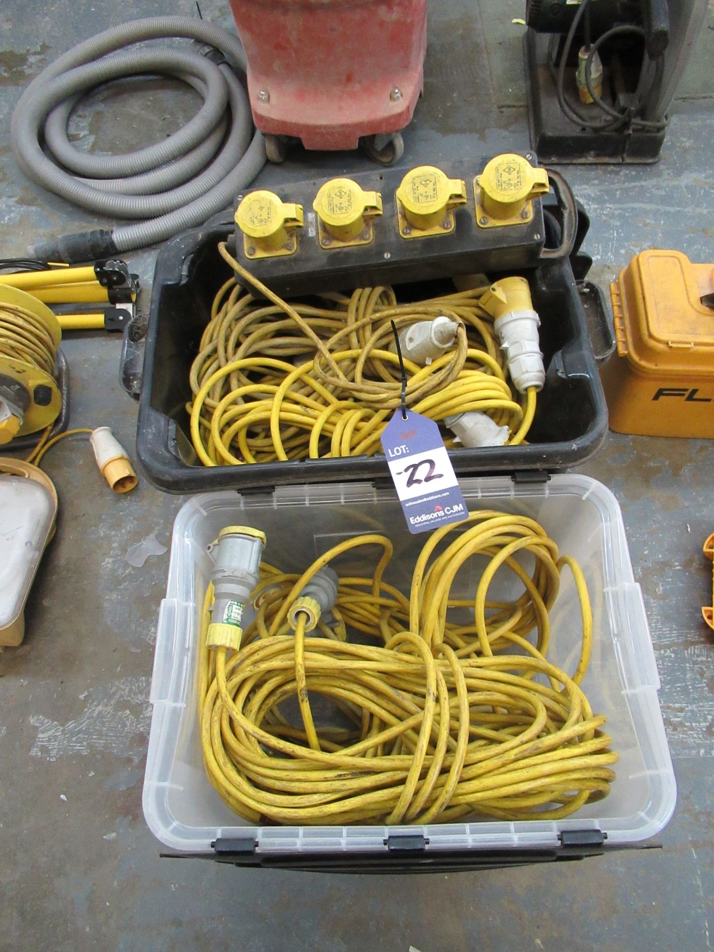 Qty of Various 110volt Loose Extension Cables to 2 Crates