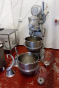 Large Unbranded Bowl Mixer with Two Bowls and Four Various Mixing Utensils.