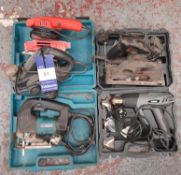 Assortment of electric hand tools, to include jigsaw, planer, circular saw, and heat gun