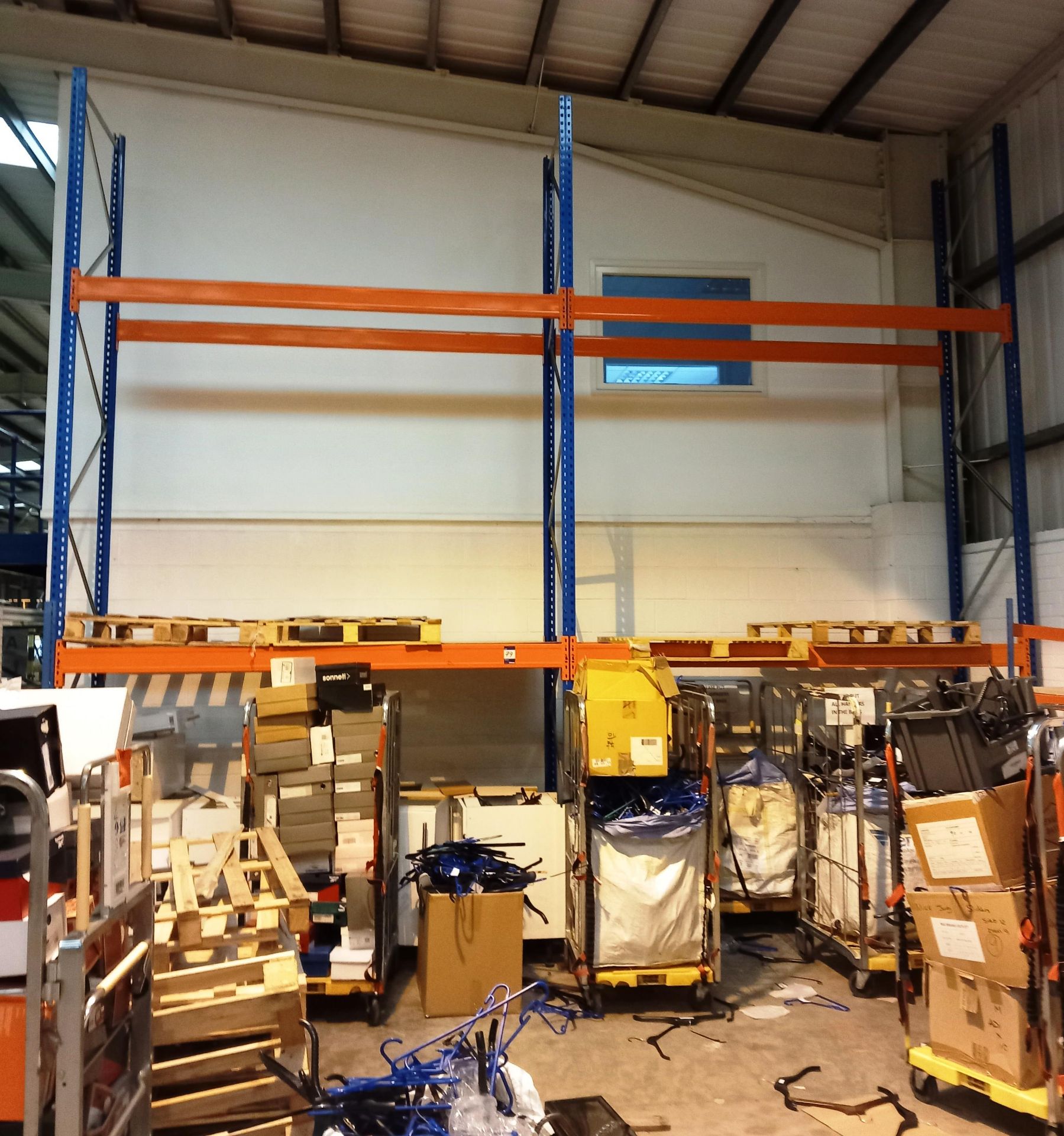 2 bays of boltless racking to include 3 uprights (16ft) and 4 cross beams (9ft)