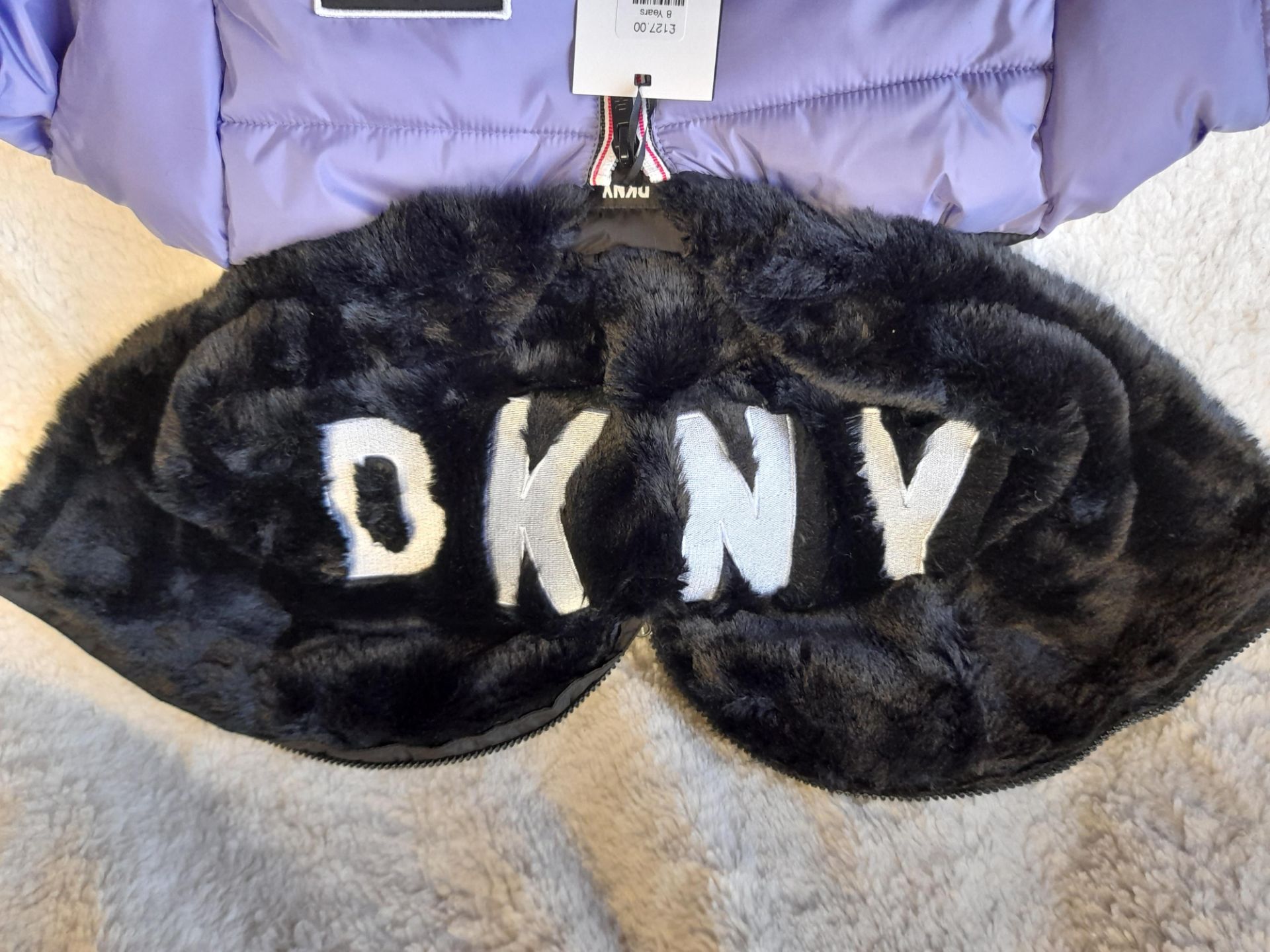 DKNY Pink, Purple & Black Coat, with fleece zipped hood, Age 8 years, RRP £140.00 - Image 5 of 5