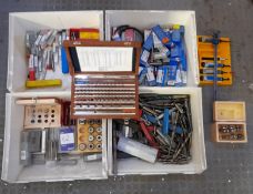 Quantity of assorted machine tooling, including various drill bits, collets, lathe tooling, etc as