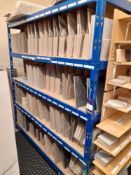 4 x Bays of blue shelving (Approx. 1880 x 660 x 2000), and contents, comprising an assortment of