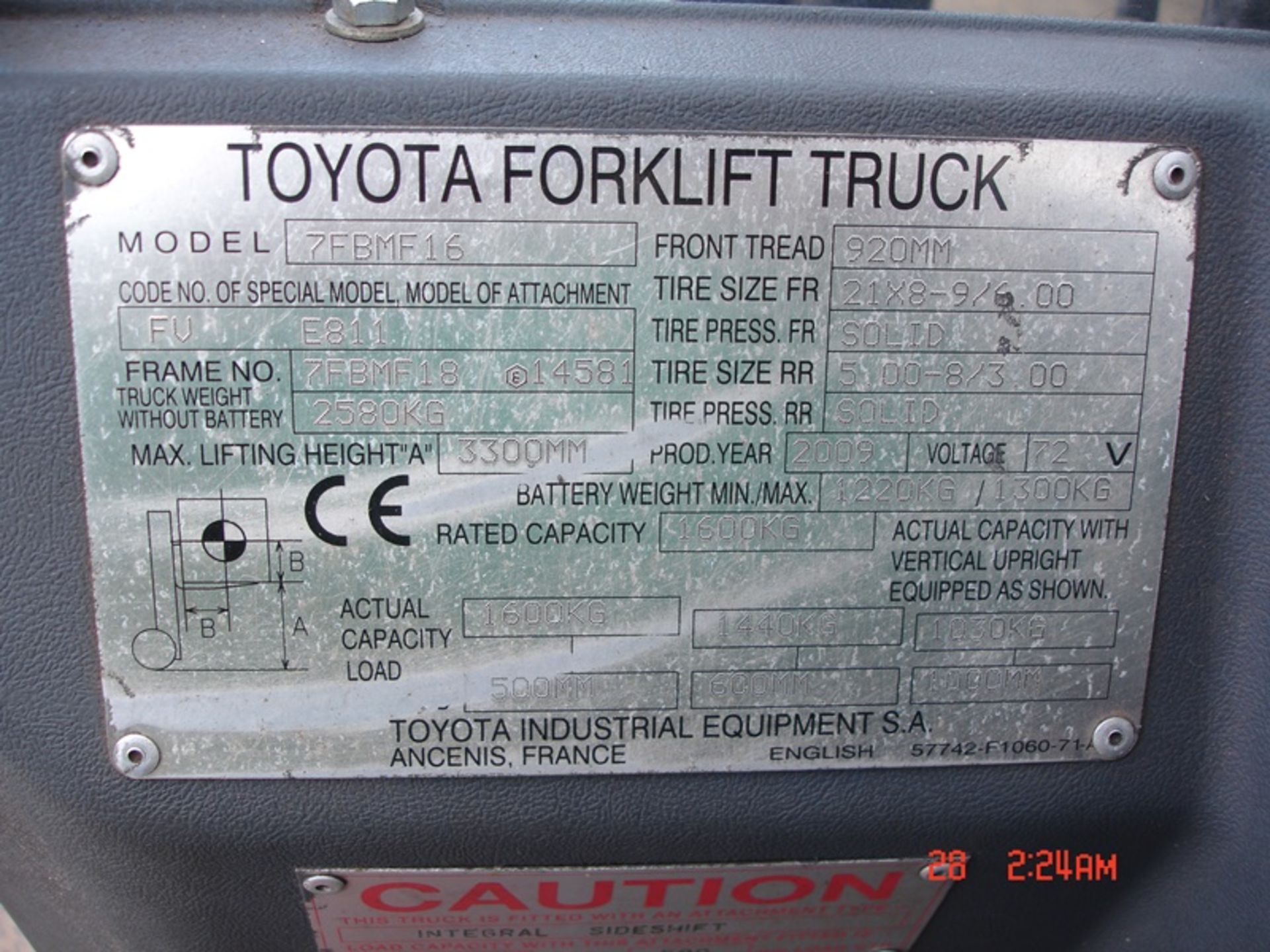 TOYOTA 1.6 TON FORKLIFT - Image 6 of 7