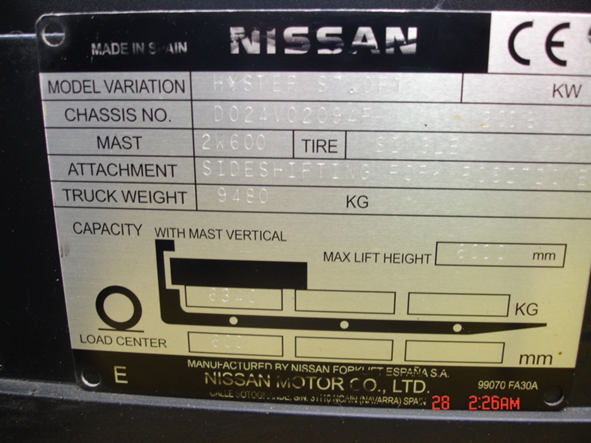 HYSTER COMPACT 7 TON FORKLIFT - Image 6 of 7