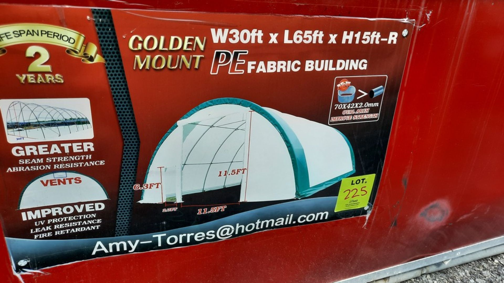 Gold Mountain Single Truss Storage Shelter W30'xL65'xH15' - 300g PE