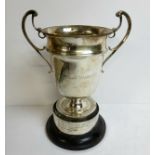 Pigeon Racing Interest- a solid silver 'THE PRINCE OF WALES H.S' twin handled trophy, raised on an