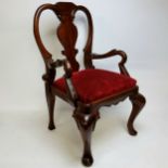 An 'apprentice piece' mahogany library open armchair, Victorian style, 64cm high