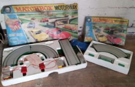 A Matchbox M-2 Motorised Motorway (missing cars, poor box); Matchbox E-2 Motorway Extension Set,