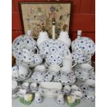 Blue and white ceramics - a comprehensive Mason's Denmark pattern tea and coffee service; Four Laura