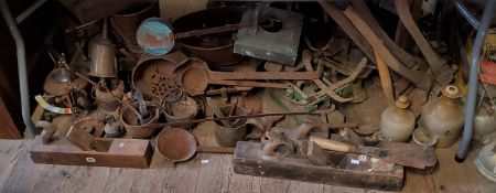 Metalware - various adze tools; various early 20th century planes; weighing scales; smelting