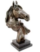 A good bronze study of a mare and foal, signed Milo to verso, raised on a stepped black marble base,