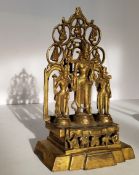 A Chinese gilt-bronze deity shrine, four character marks to reverse, 30cm high
