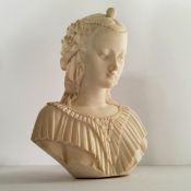 After A Giannelli, bust of an Etruscan Lady, 18cm high, signed