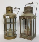Lighting - Salvage - a Davey & Co London copper oil lantern; another similar this time with a