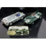 Scalextric 1955 Mercedes and Jaguar Set - 300 SLR, silver, racing No.19 and Jaguar D Type, dark