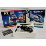 A scarce Scalextric Sport Challenger Intelligent Race System includes black Mercedes CLK F1 Safety