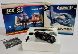 A scarce Scalextric Sport Challenger Intelligent Race System includes black Mercedes CLK F1 Safety